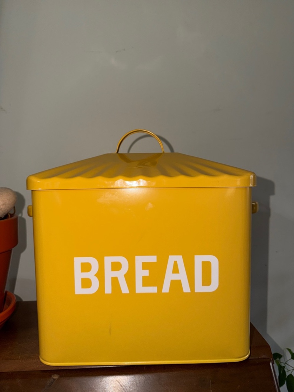 Yellow Metal BREAD Box Vintage Retro with Lid 10x9x8 Nice!